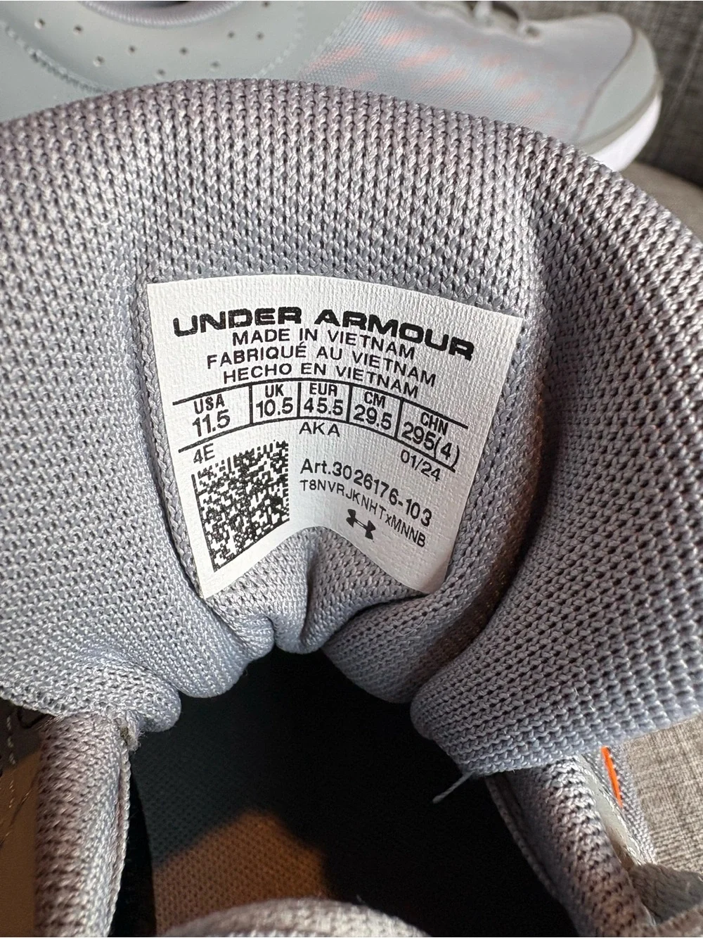Under Armour Men’s Grey Athletic Shoes with Orange Logo SZ. 11.5 NEW